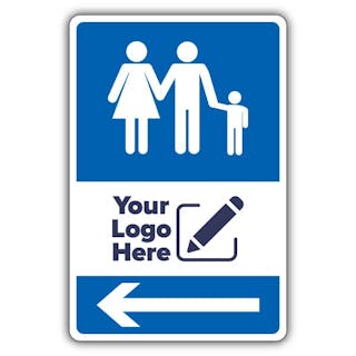 Family Parking Icon Blue Arrow Left - Your Logo Here