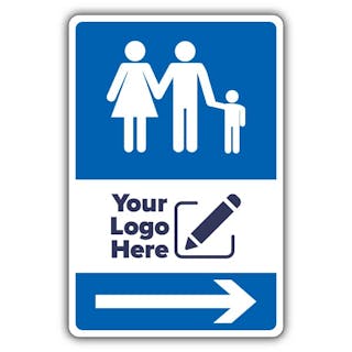 Family Parking Icon Blue Arrow Right - Your Logo Here