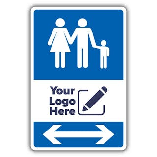Family Parking Icon Blue Arrow Left/Right - Your Logo Here