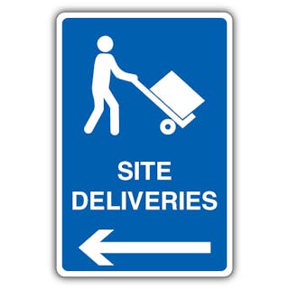 Site Deliveries - Mandatory Loading Vehicle - Blue Arrow Left