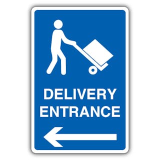 Delivery Entrance - Mandatory Loading Vehicle - Blue Arrow Left
