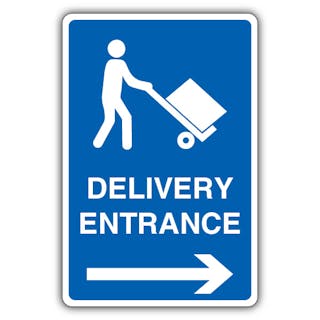 Delivery Entrance - Mandatory Loading Vehicle - Blue Arrow Right