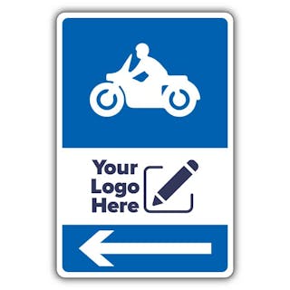 Motorbike Parking Icon Blue Arrow Left - Your Logo Here