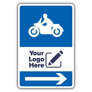 Motorbike Parking Icon Blue Arrow Right - Your Logo Here