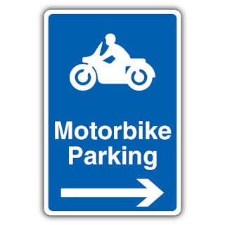 Motorbike Parking - Blue Arrow Right