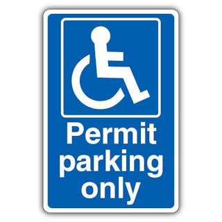 Permit Parking Only - Mandatory Disabled - Blue