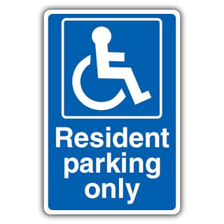 Resident Parking Only - Mandatory Disabled - Blue
