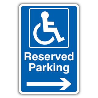 Reserved Parking - Mandatory Disabled - Blue Arrow Right