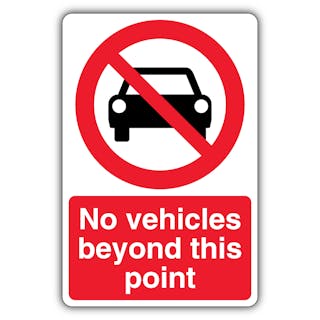 No Vehicles Beyond This Point - Prohibition Symbol With Car