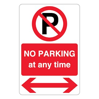 No Parking At Any Time - Prohibition 'P' - Red Arrow Left/Right