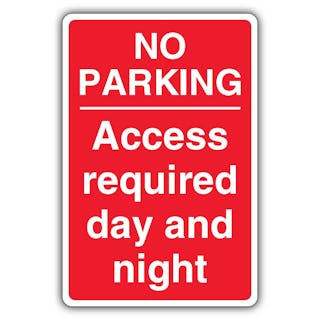 No Parking Access Required Day And Night - Red