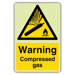 Photoluminescent Warning Compressed Gas