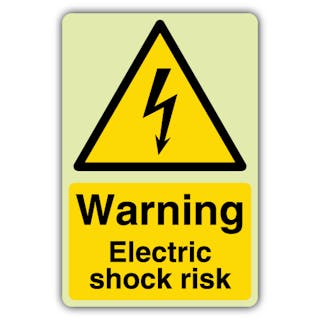 Photoluminescent Warning Electric Shock Risk