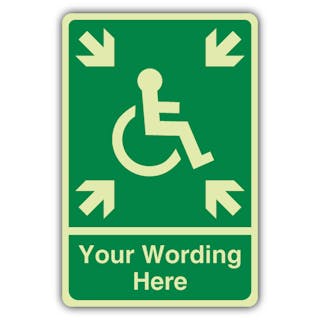 Photoluminescent Custom Disability Assistance With Arrows - Large Icon