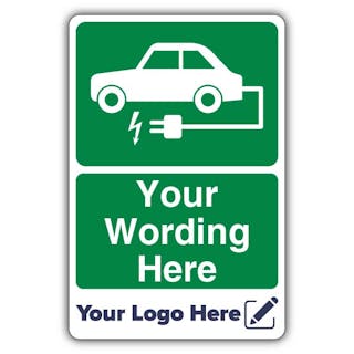 Electric Vehicle Charging Square Icon Custom Wording - Your Logo Here