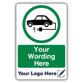 Electric Vehicle Charging Circle Icon Custom Wording - Your Logo Here