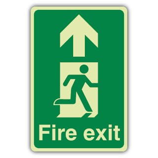 Photoluminescent Fire Exit Arrow Up - Floor Sign