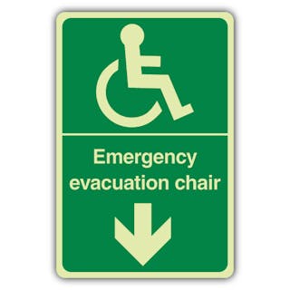 Photoluminescent Emergency Evacuation Chair Arrow Down