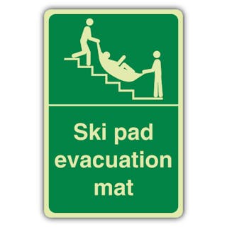 Photoluminescent Ski Pad Evacuation Mat - With Two People