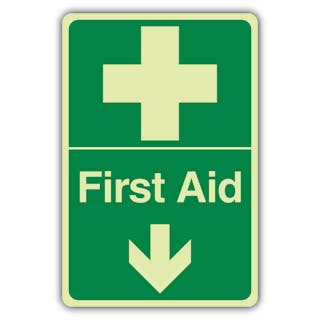 Photoluminescent First Aid Arrow Down