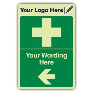 First Aid Arrow Left - Portrait - Your Logo Here