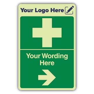 First Aid Arrow Right - Portrait - Your Logo Here