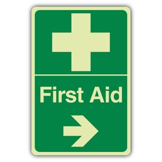 Photoluminescent First Aid Arrow Right