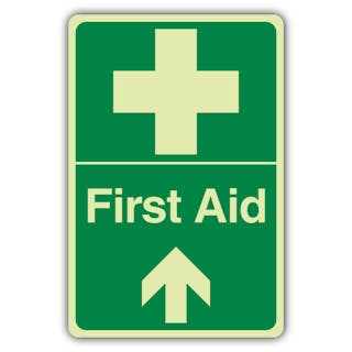 Photoluminescent First Aid Arrow Up