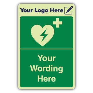 AED Defibrillator - Portrait - Your Logo Here
