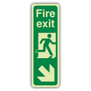 Photoluminescent Portrait Fire Exit Arrow Down Right