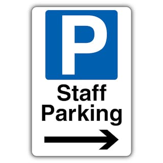 Staff Parking - Mandatory Blue Parking - Arrow Right