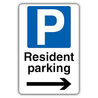 Resident Parking - Mandatory Blue Parking - Arrow Right
