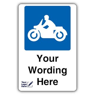 Large Motorbike Parking Icon Custom Wording - Your Logo Here