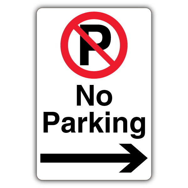 No Parking - Prohibition Symbol With ‘P’ - Black Arrow Right | No ...