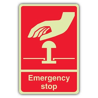 Photoluminescent Emergency Stop - Red