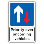 Priority Over Oncoming Vehicles Directional Road Traffic Signs 