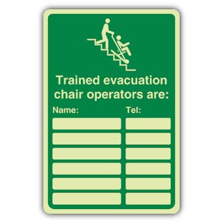 Photoluminescent Trained Evacuation Chair Operators Are - Green 