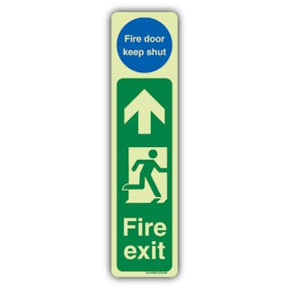 Photoluminescent Fire Exit Door Plate Man Right - Fire Door Keep Shut