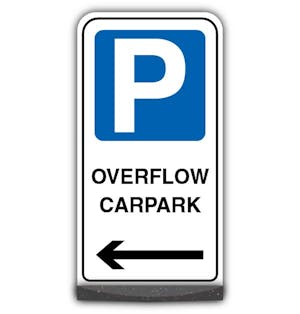 Freestanding Sign - Overflow Car Park - Arrow Left