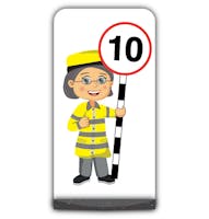 Lollipop Person Flat Panel Pavement Sign - Lisa - 10 mph