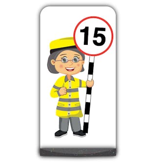 Lollipop Person Flat Panel Pavement Sign - Lisa - 15 mph