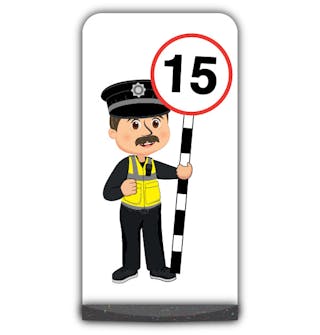 Police Officer Flat Panel Pavement Sign - PC Williams - 15 mph