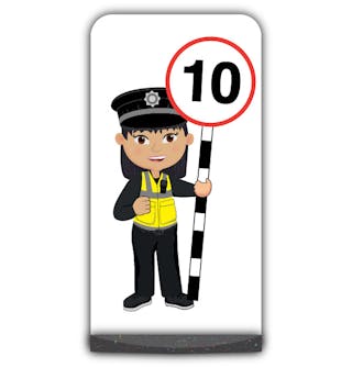 Police Officer Flat Panel Pavement Sign - PC Lin - 10 mph