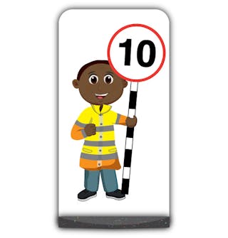 Lollipop Person Flat Panel Pavement Sign - Omari - 10 mph
