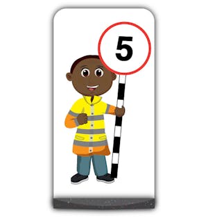 Lollipop Person Flat Panel Pavement Sign - Omari - 5 mph