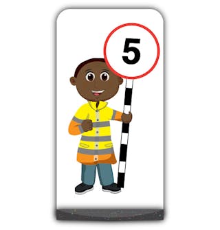 Lollipop Person Flat Panel Pavement Sign - Omari - 5 mph