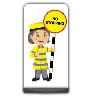 Lollipop Person Flat Panel Pavement Sign - Lisa - No Stopping