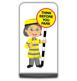 Lollipop Person Flat Panel Pavement Sign - Lisa - Think Before You Park