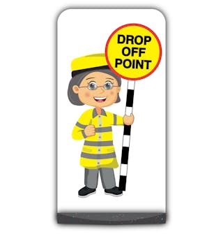 Lollipop Person Flat Panel Pavement Sign - Lisa - Drop Off Point