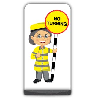 Lollipop Person Flat Panel Pavement Sign - Lisa - No Turning
